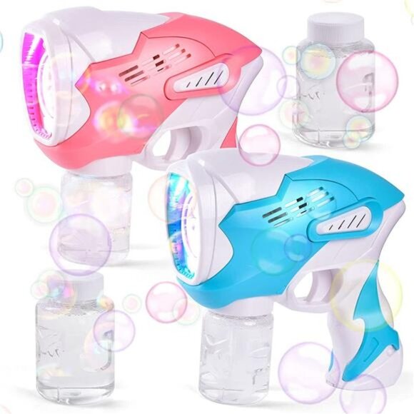2 Bubble Guns with 4 Bottles Bubble Solutions for Kids, Bubble Maker with Sound - Picture 1 of 7